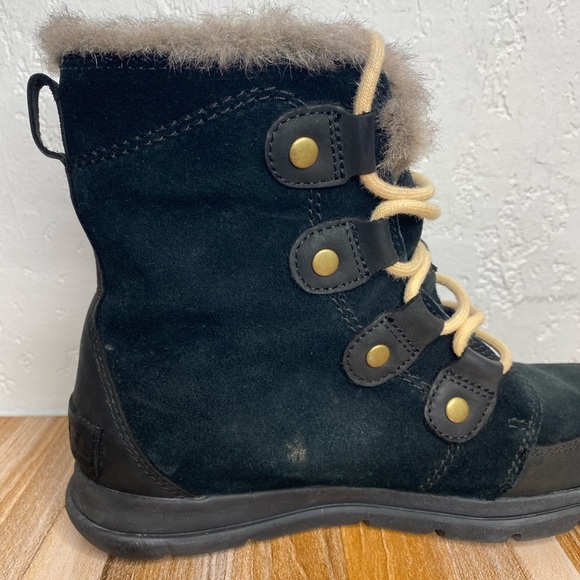 Sorel Explorer Joan Boots Women’s Black Suede Leather Lace Up Waterproof Size 9 - Picture 5 of 16
